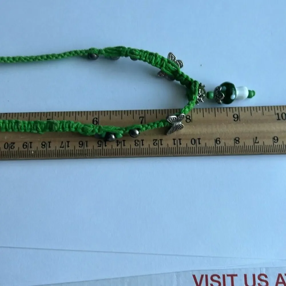 Women’s vintage dainty double layered green charm‎ beaded bracelet one size